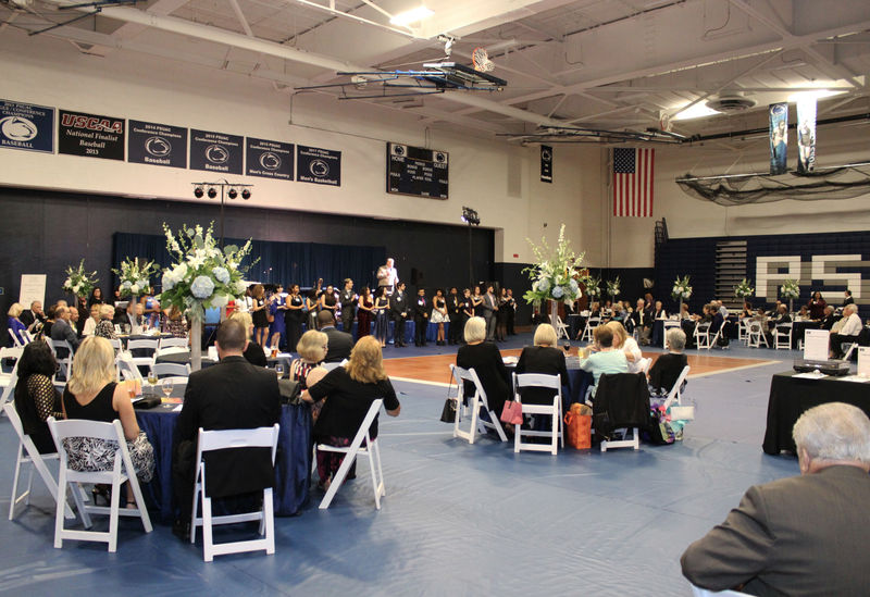 Tables with Guests around the Wunderley Gym 
