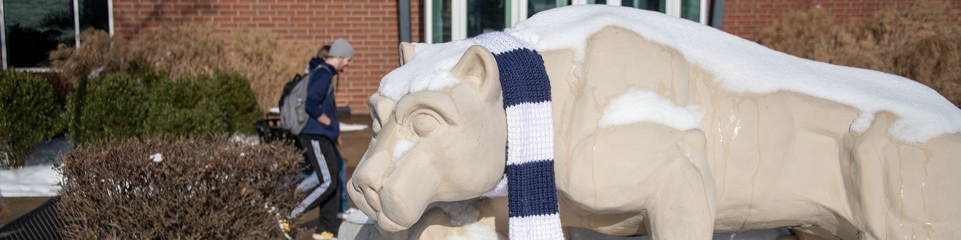 Lion shrine in the snow. 