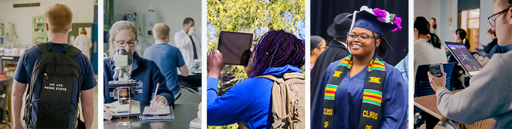 Photos of Students in different academic situations.