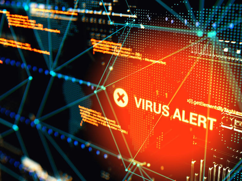 Screen alerting the user of a virus