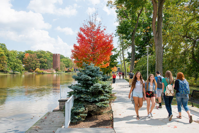 Students walking on the Penn State Altoona campus.