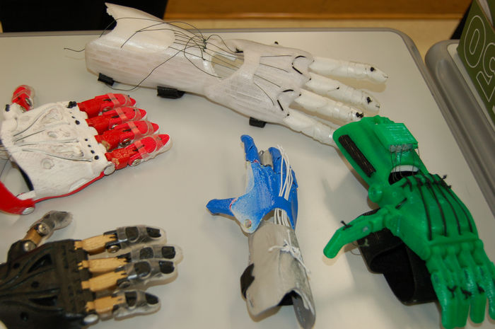 prosthetic hands on table