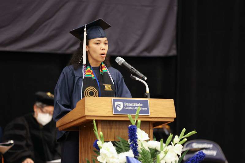 Student Commencement Speaker, Elizabeth Jeffers, giving her Commencement Address to the Fall Class of 2022