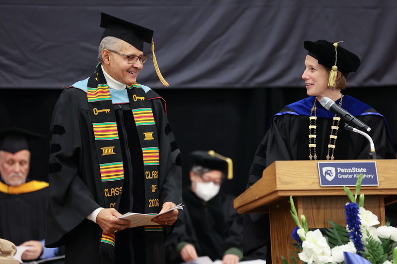Interim Chancellor and Chief Academic Officer, Dr. Megan Nagel, with Dr. Anthony B. Mitchell