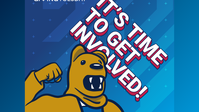 a cartoon graphic of the nittany lion making an arm muscle