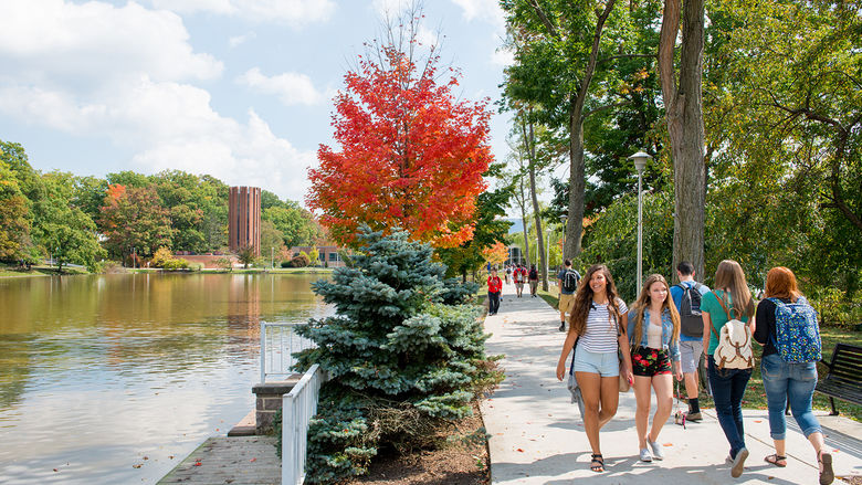 Students walking on the Penn State Altoona campus.