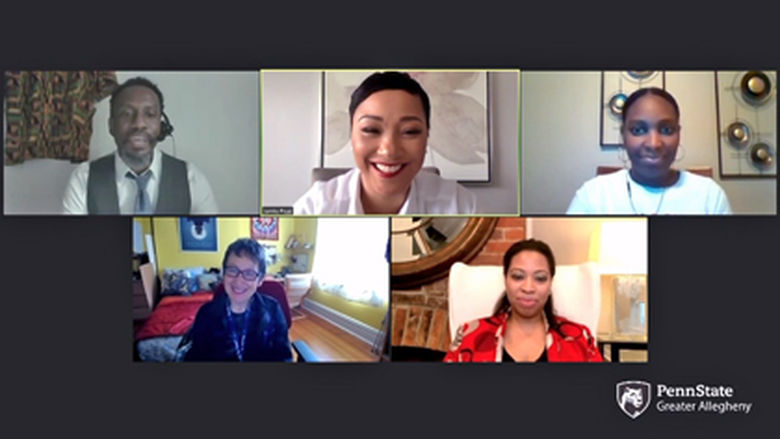 Screen shot of panelist on a video conferencing call. 