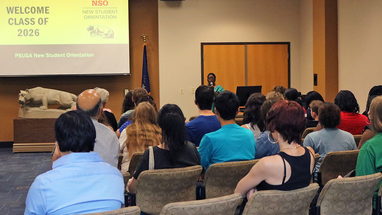 person speaking to a group 