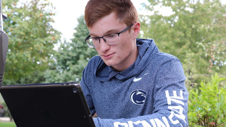 Student working on an iPad 