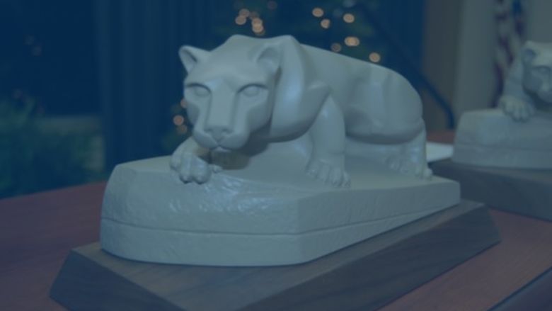 blue lion statue