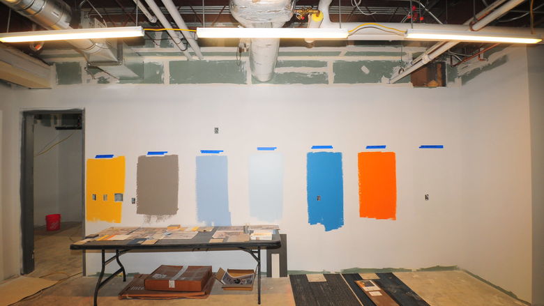 Different colors of paint on a wall for testing