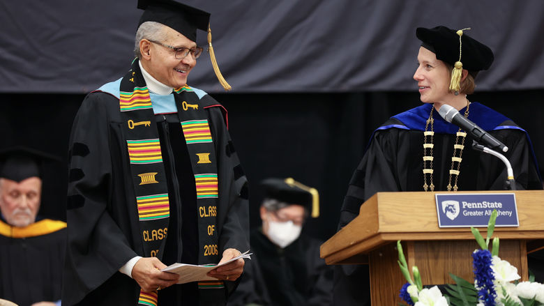 Interim Chancellor and Chief Academic Officer, Dr. Megan Nagel, with Dr. Anthony B. Mitchell