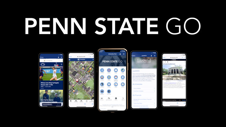 Screenshot of Penn State Go features on various mobile devices