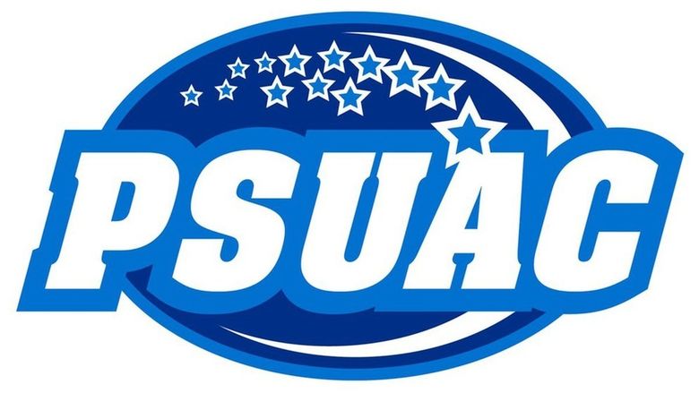 Blue and white logo for Penn State University Athletic Conference (PSUAC)