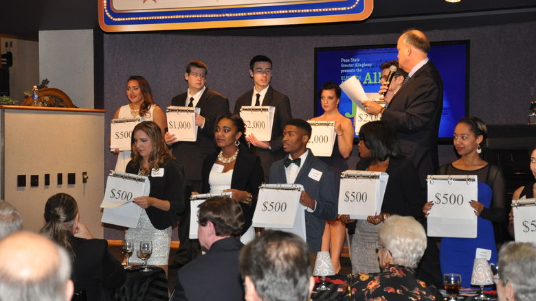 students on stage