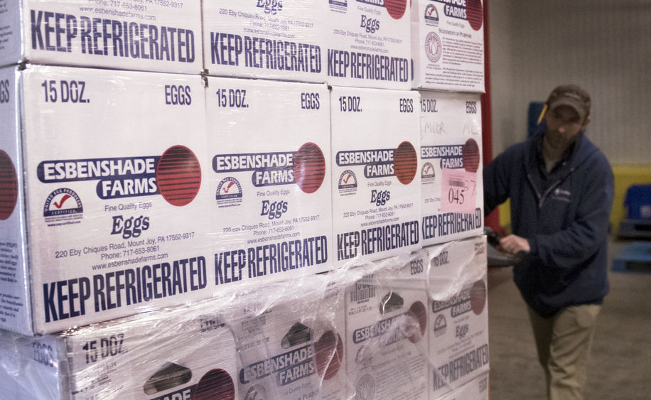 Housing and Food Services staff member loads a donation for the Central Pennsylvania Food Bank