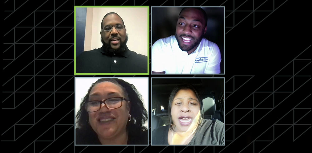 four people in a zoom call.